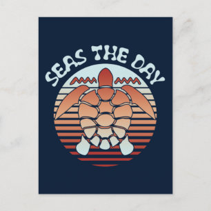 Seas The Day   Summer Vibes Turtle Postcard