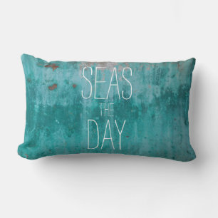 Seas The Day Turquoise Rust Lumbar Pillow