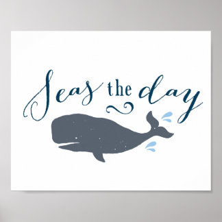 Seas the Day Vintage Whale Poster