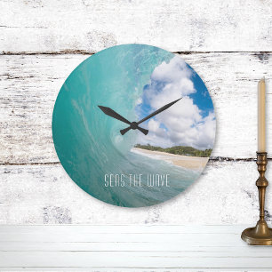 Seas The Wave Tropical Ocean Wave Large Clock