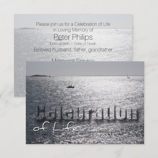 Seascape 1 Celebration of Life Memorial Service Invitation (Front/Back)