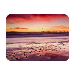 Seascape and pier at sunset, CA Magnet