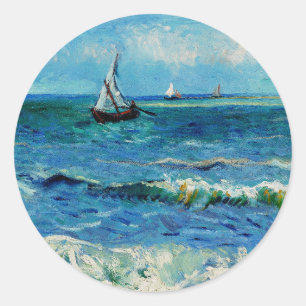 Seascape at Les Saintes-Maries Fine Art Classic Round Sticker