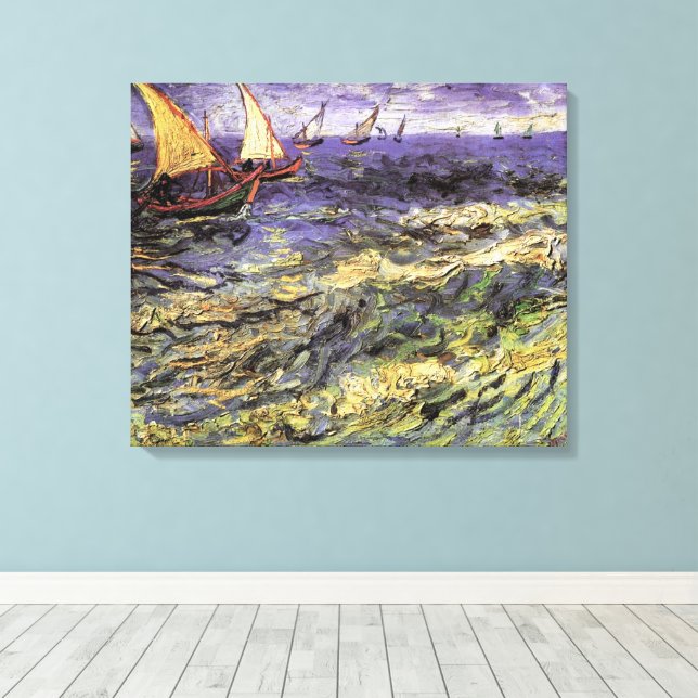 Seascape at Saintes Maries by Vincent van Gogh Canvas Print (Insitu(Wood Floor))