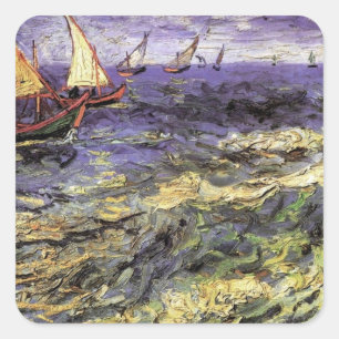 Seascape at Saintes-Maries by Vincent van Gogh Square Sticker