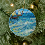 Seascape at Saintes-Maries | Vincent Van Gogh Ceramic Ornament<br><div class="desc">Seascape at Saintes-Maries (1888) by Dutch post-impressionist artist Vincent Van Gogh. Original artwork is an oil on canvas seascape painting showing fishing boats on an ocean of blue water.

Use the design tools to add custom text or personalize the image.</div>