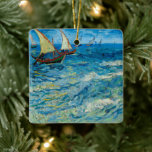 Seascape at Saintes-Maries | Vincent van Gogh Ceramic Ornament<br><div class="desc">Seascape at Saintes-Maries (1888) by Vincent van Gogh captures the vibrant movement of the sea along the coast of Saintes-Maries-de-la-Mer in southern France. This painting showcases Van Gogh's energetic brushstrokes and bold use of colour, depicting fishing boats on the water with rolling waves under a breezy sky. The dynamic composition...</div>
