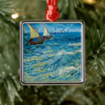 Seascape at Saintes-Maries | Vincent van Gogh Metal Ornament<br><div class="desc">Seascape at Saintes-Maries (1888) by Vincent van Gogh captures the vibrant movement of the sea along the coast of Saintes-Maries-de-la-Mer in southern France. This painting showcases Van Gogh's energetic brushstrokes and bold use of colour, depicting fishing boats on the water with rolling waves under a breezy sky. The dynamic composition...</div>