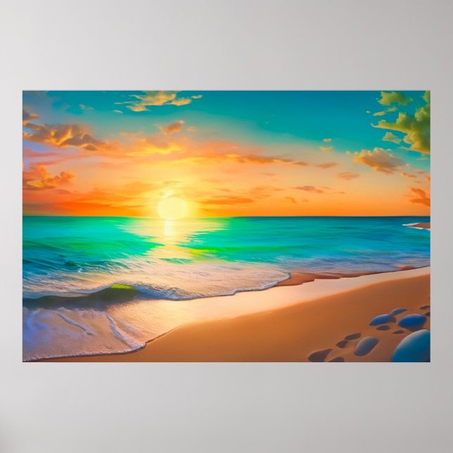 Seascape at Sunset Poster (Front)