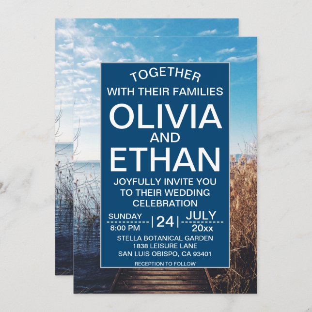 Seascape beach celebration Wedding Invitation (Front/Back)