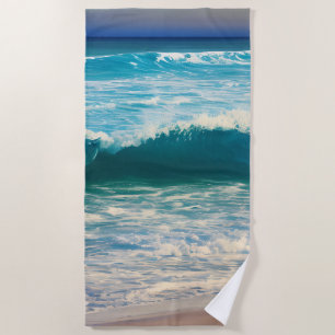 Seascape Blue Ocean Wave Beach Towel