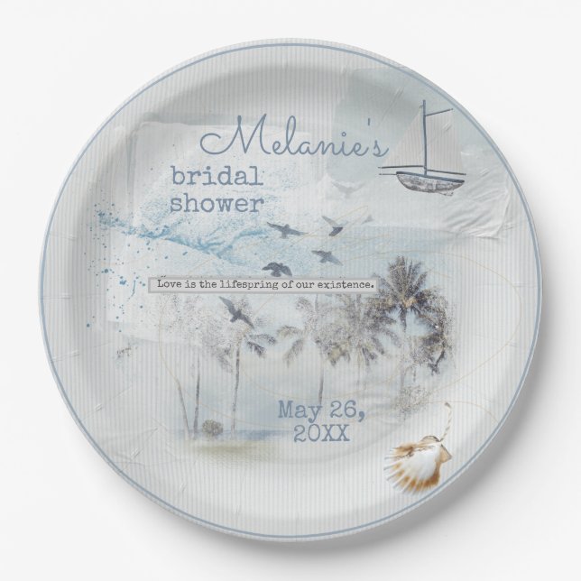Seascape Bridal Shower Paper Plate (Front)