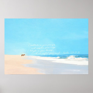 Seascape Painting Psalm 119 15 16 Bible Verse Poster