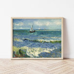 Seascape | Vincent van Gogh Poster<br><div class="desc">Seascape near Les Saintes-Maries-de-la-Mer (1888) by Dutch post-impressionist artist Vincent Van Gogh. Original artwork is an oil on canvas seascape painting depicting a boat on an abstract blue ocean.
Use the design tools to add custom text or personalize the image.</div>