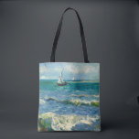 Seascape | Vincent van Gogh Tote Bag<br><div class="desc">Seascape near Les Saintes-Maries-de-la-Mer (1888) by Dutch post-impressionist artist Vincent Van Gogh. Original artwork is an oil on canvas seascape painting depicting a boat on an abstract blue ocean.
Use the design tools to add custom text or personalize the image.</div>