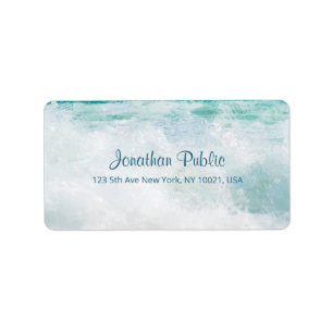 Seascape Waves Hand Script Text Elegant Address Label
