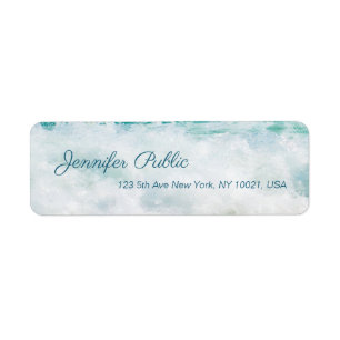 Seascape Waves Hand Script Text Return Address