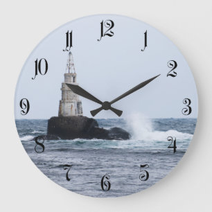 Seascape with lighthouse large clock