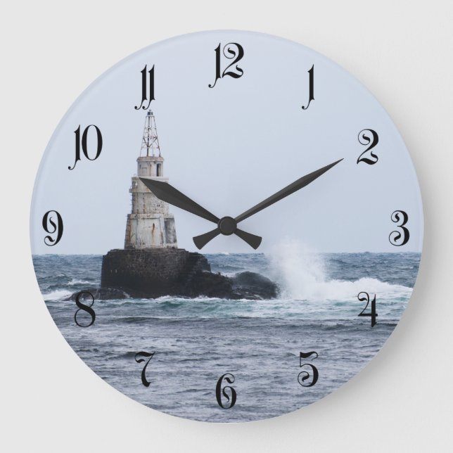 Seascape with lighthouse large clock (Front)