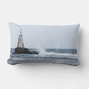 Seascape with lighthouse lumbar pillow