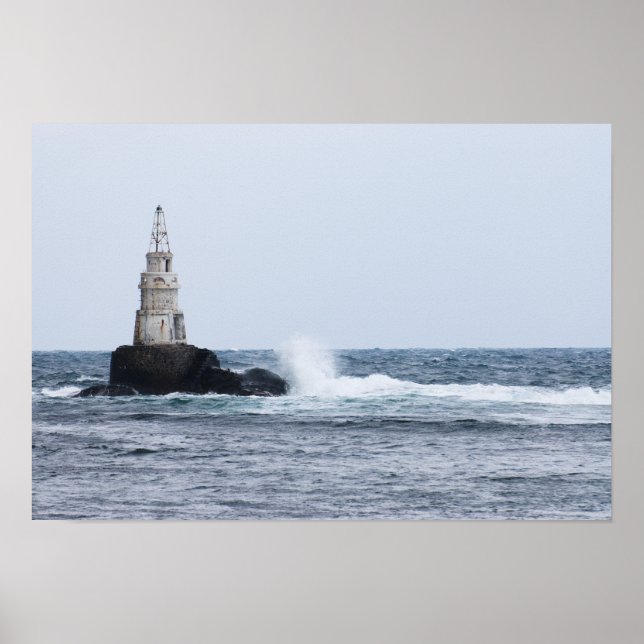 Seascape with lighthouse poster (Front)