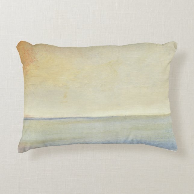 Seascape with Tranquil Orange Sunset Accent Pillow (Front)