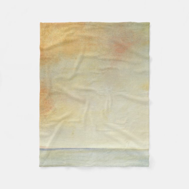 Seascape with Tranquil Orange Sunset Fleece Blanket (Front)