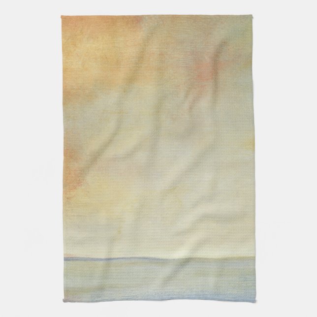 Seascape with Tranquil Orange Sunset Kitchen Towel (Vertical)