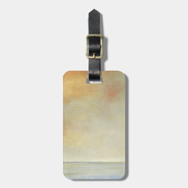 Seascape with Tranquil Orange Sunset Luggage Tag (Front Vertical)