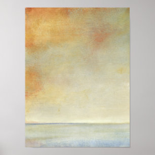Seascape with Tranquil Orange Sunset Poster