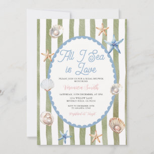 Seashel lAll I Sea Is Love Bridal Shower Invitation