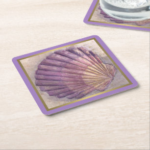 Seashell 2 square paper coaster