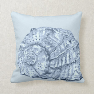 Seashell 3 on Light Blue Throw Pillow