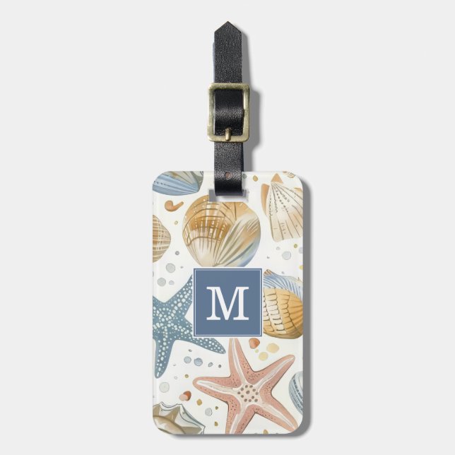 Seashell and Beach Luggage Tag (Front Vertical)