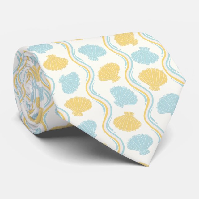 Seashell and beach waves Summer Tie (Rolled)