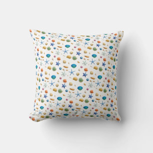 Seashell and Starfish Beach  Throw Pillow