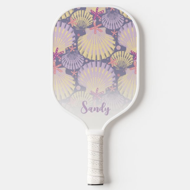 Seashell and Starfish Coastal  Pickleball Paddle (Front)