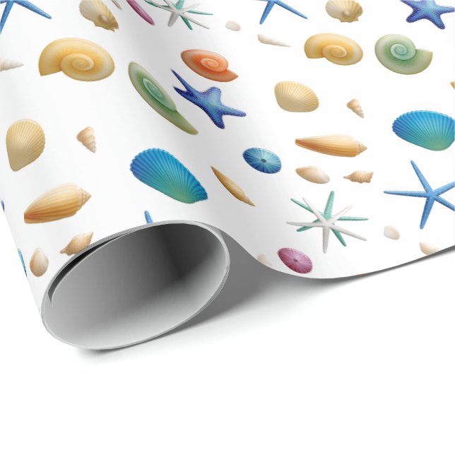Seashell and Starfish Nautical Beach Gift Wrap (Roll Corner)