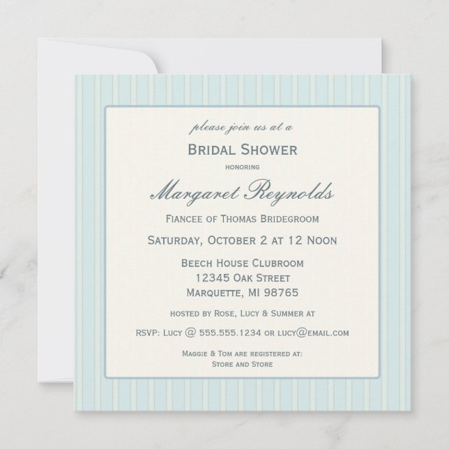 Seashell and Stripes Bridal Shower Invitation (Front)