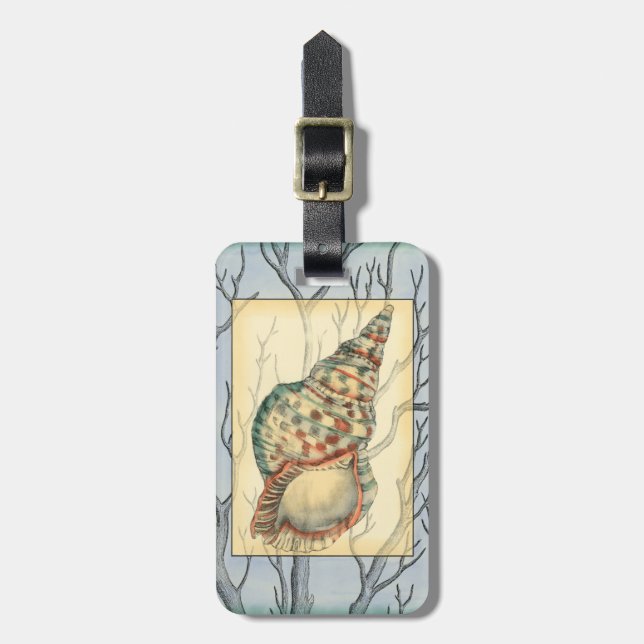 Seashell and Tree Branches Luggage Tag (Front Vertical)