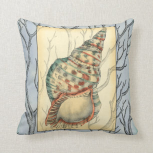 Seashell and Tree Branches Throw Pillow