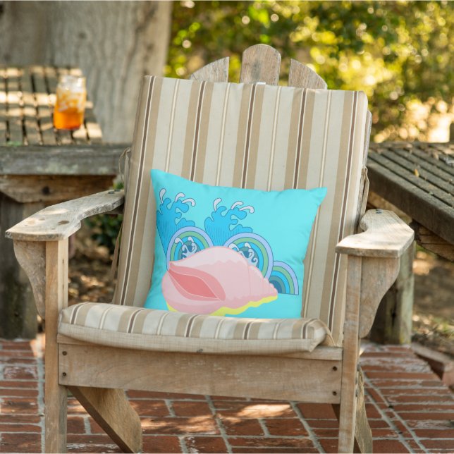 Seashell and Waves Tropical Beach Throw Pillow (Chair)