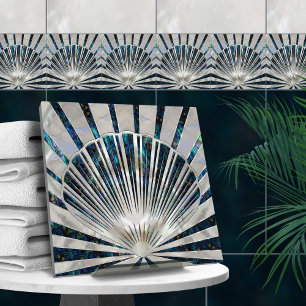 Seashell Art Deco - Abalone Shell and Pearl Tile