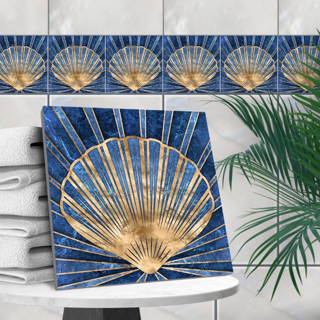 Seashell Art Deco - Blue Marble and Gold Tile (Creator Uploaded)