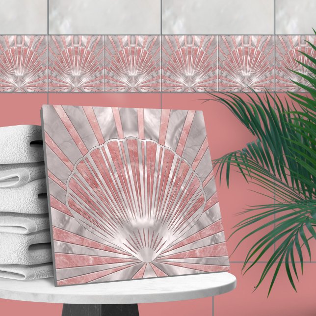 Seashell Art Deco -Rose Quartz and Pearl Tile (Creator Uploaded)