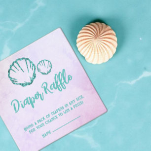 Seashell Baby Shower Diaper Raffle Enclosure Card