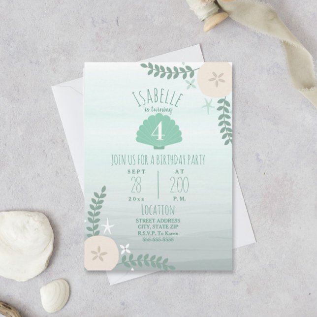 Seashell Beach Anniversaire Fête Invitation (Créateur téléchargé)