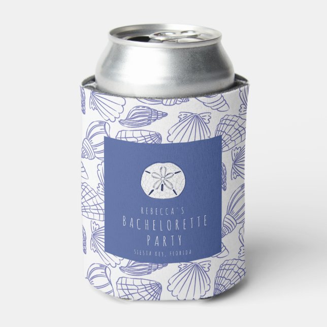 Seashell Beach Bachelorette Party  Can Cooler (Can Front)