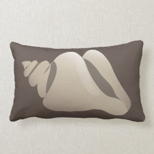Seashell Beach Brown & White Lumbar Pillow