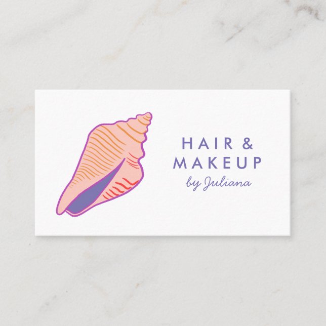 Seashell Beach Chic Elegant Purple Pink Business Card (Front)